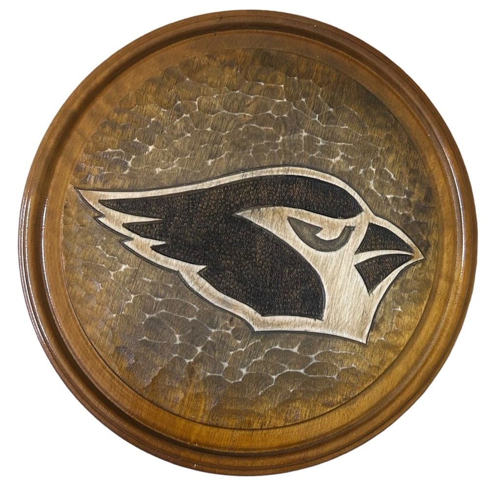 Vintage Hand Carved Wooden Arizona Cardinals NFL Decorative Plate